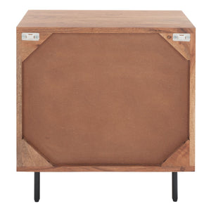 Safavieh Benford 1 Drawer Nightstand - Rustic Modern Acacia Wood With Gold Accents For Chic Bedroom Style NST9010A
