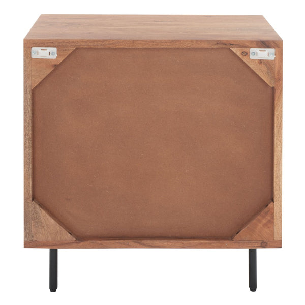 Safavieh Benford 1 Drawer Nightstand - Rustic Modern Acacia Wood With Gold Accents For Chic Bedroom Style NST9010A