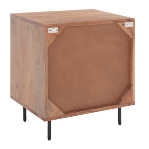 Safavieh Benford 1 Drawer Nightstand - Rustic Modern Acacia Wood With Gold Accents For Chic Bedroom Style NST9010A