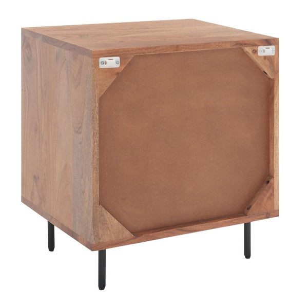 Safavieh Benford 1 Drawer Nightstand - Rustic Modern Acacia Wood With Gold Accents For Chic Bedroom Style NST9010A