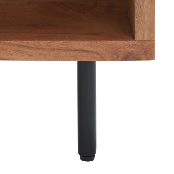 Safavieh Benford 1 Drawer Nightstand - Rustic Modern Acacia Wood With Gold Accents For Chic Bedroom Style NST9010A