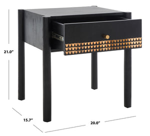 Safavieh Errington One-Drawer Nightstand - Modern Glam Design With Hand-Carved Accents & Gold-Toned Legs NST9011A