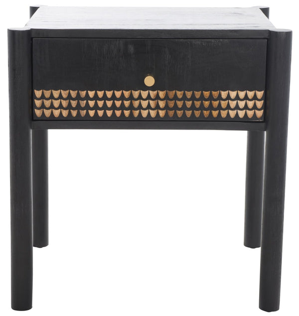 Safavieh Errington One-Drawer Nightstand - Modern Glam Design With Hand-Carved Accents & Gold-Toned Legs NST9011A
