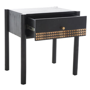 Safavieh Errington One-Drawer Nightstand - Modern Glam Design With Hand-Carved Accents & Gold-Toned Legs NST9011A