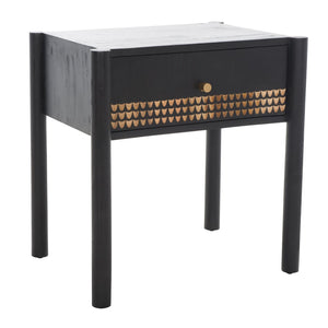 Safavieh Errington One-Drawer Nightstand - Modern Glam Design With Hand-Carved Accents & Gold-Toned Legs NST9011A