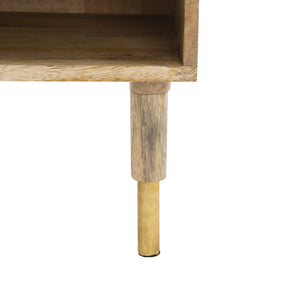 Safavieh Taft Elegant Mango Wood Nightstand With Brass Inlay & Open Shelf - Modern Bedroom Storage Solution NST9012A