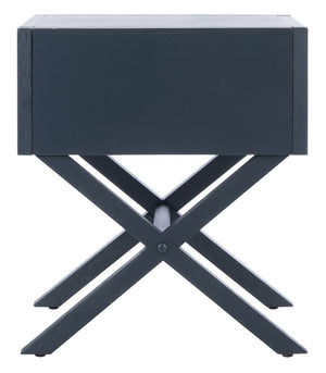Safavieh Sadie One-Drawer Nightstand - Chic Campaign Design With Gold Accents For Stylish Bedroom Storage Navy NST9200A