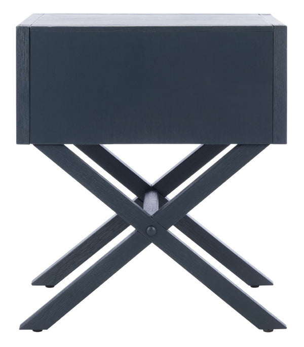 Safavieh Sadie One-Drawer Nightstand - Chic Campaign Design With Gold Accents For Stylish Bedroom Storage Navy NST9200A
