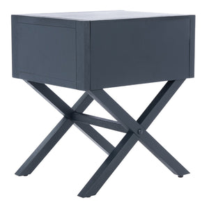 Safavieh Sadie One-Drawer Nightstand - Chic Campaign Design With Gold Accents For Stylish Bedroom Storage Navy NST9200A