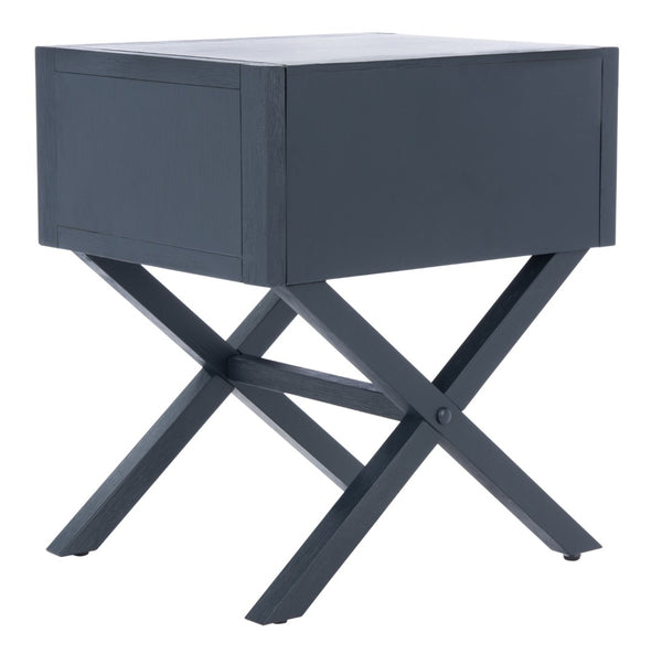 Safavieh Sadie One-Drawer Nightstand - Chic Campaign Design With Gold Accents For Stylish Bedroom Storage Navy NST9200A