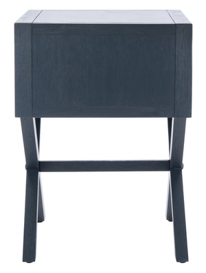 Safavieh Sadie One-Drawer Nightstand - Chic Campaign Design With Gold Accents For Stylish Bedroom Storage Navy NST9200A