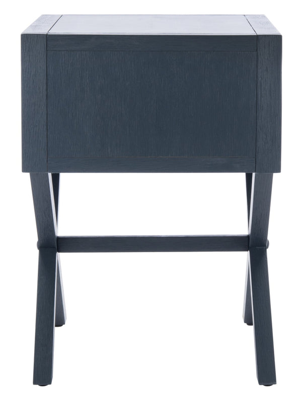 Safavieh Sadie One-Drawer Nightstand - Chic Campaign Design With Gold Accents For Stylish Bedroom Storage Navy NST9200A