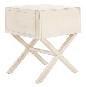 Safavieh Sadie One-Drawer Nightstand - Chic Campaign Design With Gold Accents For Stylish Bedroom Storage Antique White NST9200B
