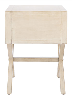 Safavieh Sadie One-Drawer Nightstand - Chic Campaign Design With Gold Accents For Stylish Bedroom Storage Antique White NST9200B