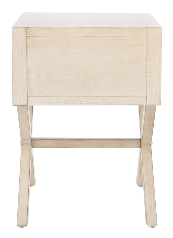 Safavieh Sadie One-Drawer Nightstand - Chic Campaign Design With Gold Accents For Stylish Bedroom Storage Antique White NST9200B