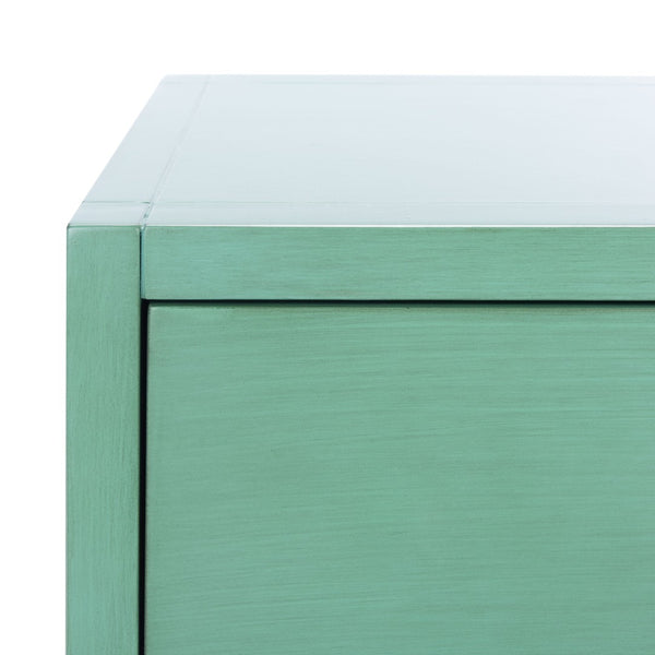Safavieh Sadie One-Drawer Nightstand - Chic Campaign Design With Gold Accents For Stylish Bedroom Storage Turquoise NST9200C