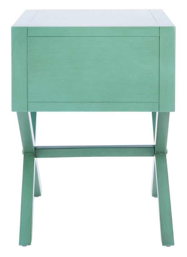 Safavieh Sadie One-Drawer Nightstand - Chic Campaign Design With Gold Accents For Stylish Bedroom Storage Turquoise NST9200C