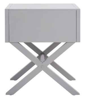 Safavieh Sadie One-Drawer Nightstand - Chic Campaign Design With Gold Accents For Stylish Bedroom Storage Grey NST9200D