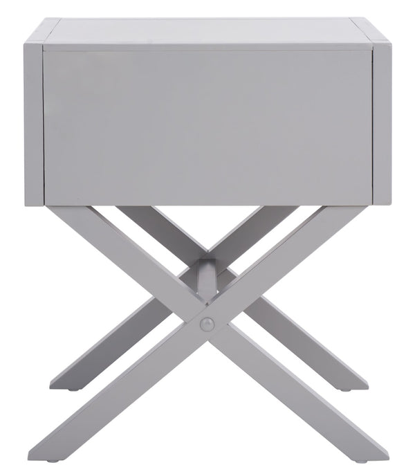 Safavieh Sadie One-Drawer Nightstand - Chic Campaign Design With Gold Accents For Stylish Bedroom Storage Grey NST9200D