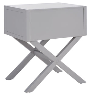 Safavieh Sadie One-Drawer Nightstand - Chic Campaign Design With Gold Accents For Stylish Bedroom Storage Grey NST9200D