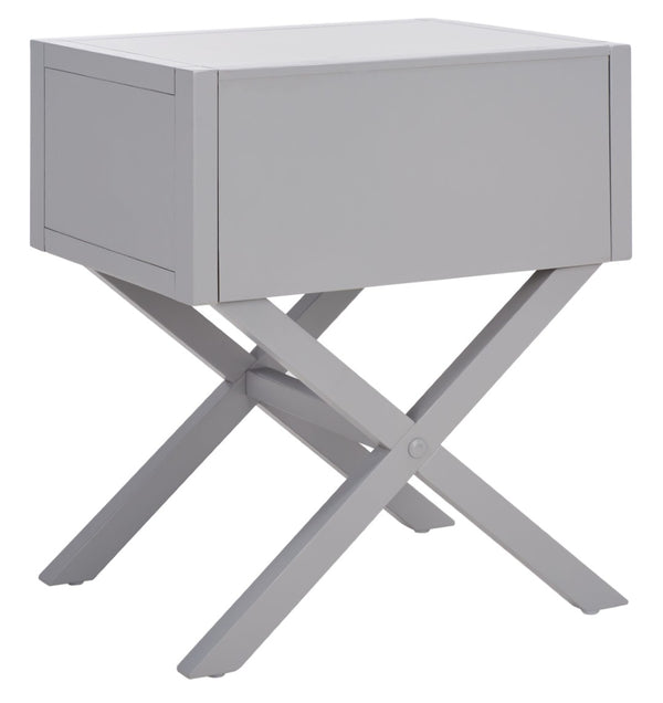 Safavieh Sadie One-Drawer Nightstand - Chic Campaign Design With Gold Accents For Stylish Bedroom Storage Grey NST9200D