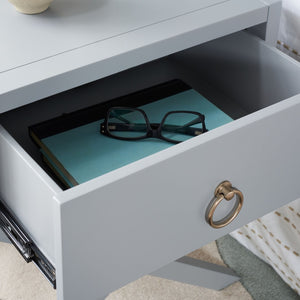 Safavieh Sadie One-Drawer Nightstand - Chic Campaign Design With Gold Accents For Stylish Bedroom Storage Grey NST9200D
