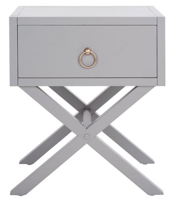 Safavieh Sadie One-Drawer Nightstand - Chic Campaign Design With Gold Accents For Stylish Bedroom Storage Grey NST9200D