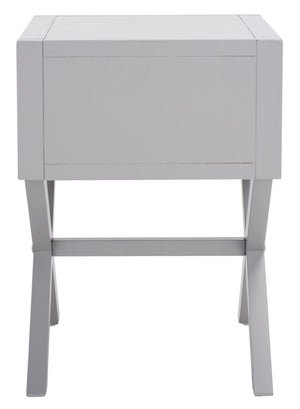 Safavieh Sadie One-Drawer Nightstand - Chic Campaign Design With Gold Accents For Stylish Bedroom Storage Grey NST9200D