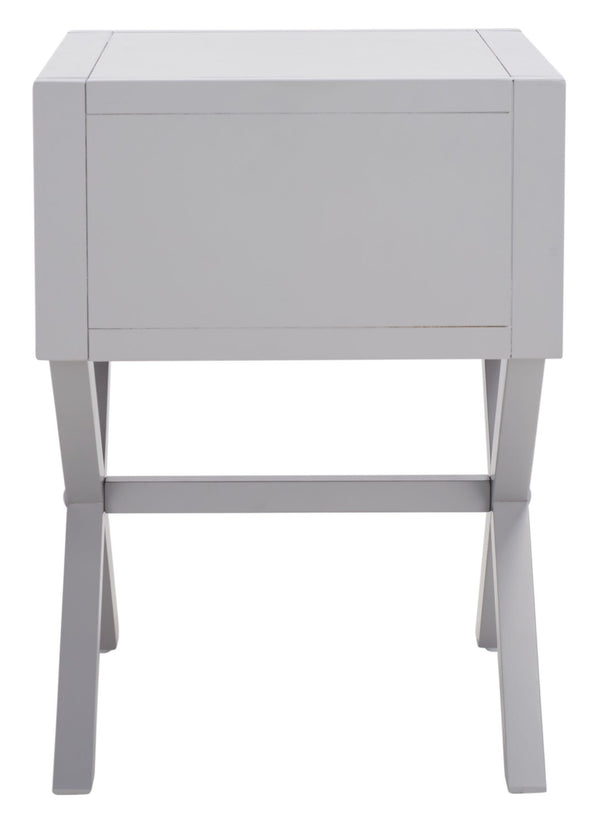 Safavieh Sadie One-Drawer Nightstand - Chic Campaign Design With Gold Accents For Stylish Bedroom Storage Grey NST9200D