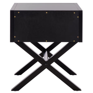 Safavieh Sadie One-Drawer Nightstand - Chic Campaign Design With Gold Accents For Stylish Bedroom Storage Black NST9200E