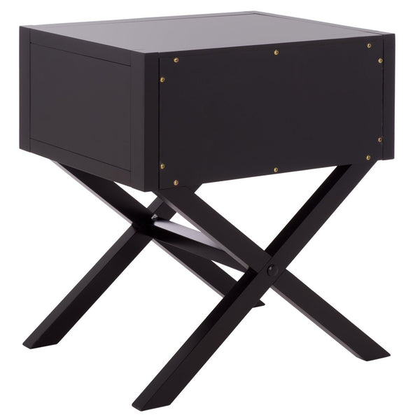 Safavieh Sadie One-Drawer Nightstand - Chic Campaign Design With Gold Accents For Stylish Bedroom Storage Black NST9200E
