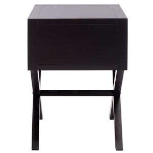 Safavieh Sadie One-Drawer Nightstand - Chic Campaign Design With Gold Accents For Stylish Bedroom Storage Black NST9200E