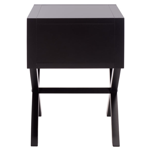 Safavieh Sadie One-Drawer Nightstand - Chic Campaign Design With Gold Accents For Stylish Bedroom Storage Black NST9200E