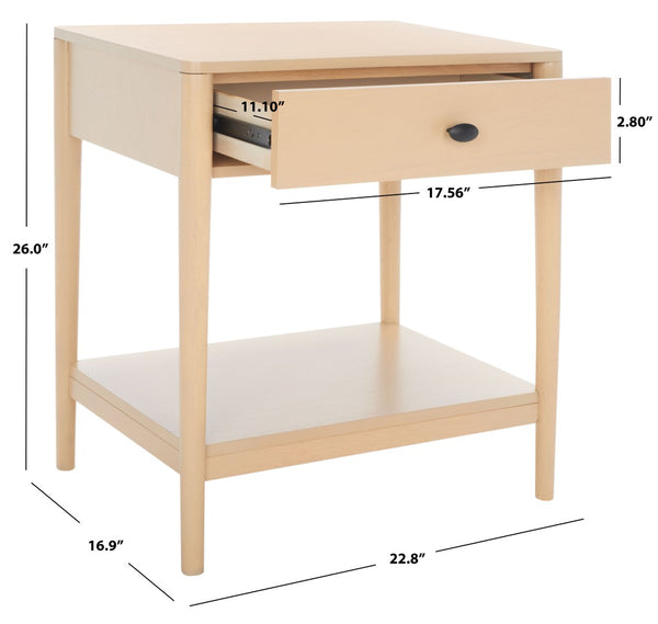 Safavieh Boden Classic One-Drawer Nightstand - Timeless Charm, Practical Storage & Coastal-Inspired Design White Wash NST9202A