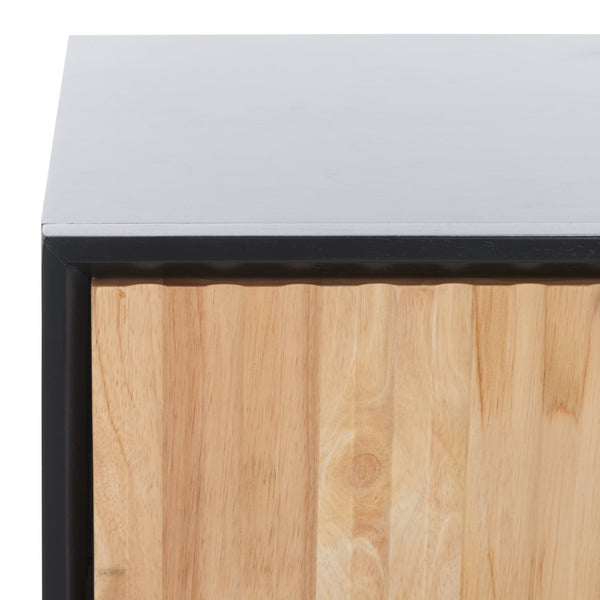 Safavieh Grayden Modern 1-Drawer Nightstand With Artisan Carved Design, Open Shelf & Durable Mixed Wood Construction Black Body / Natural Front Drawer NST9203B