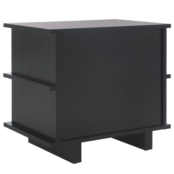 Safavieh Rodney Stylish 2 Drawer Nightstand - Modern Design For Your Bedroom, Durable Metal & Wood Build Black Metal,Rubberwood,Mdf,Plywood Nst9204c
