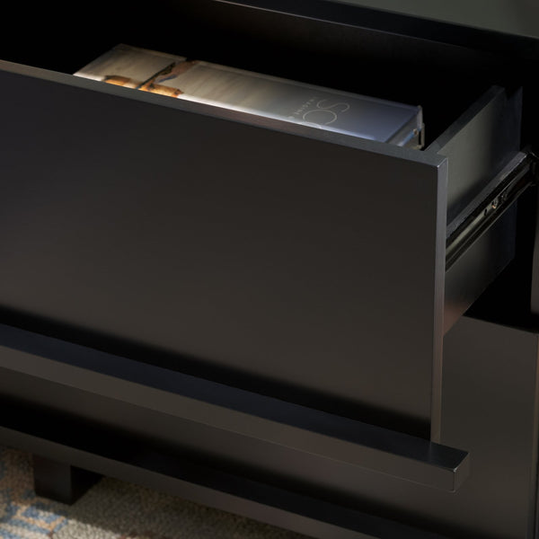 Safavieh Rodney Stylish 2 Drawer Nightstand - Modern Design For Your Bedroom, Durable Metal & Wood Build Black Metal,Rubberwood,Mdf,Plywood Nst9204c