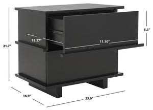 Safavieh Rodney Stylish 2 Drawer Nightstand - Modern Design For Your Bedroom, Durable Metal & Wood Build Black Metal,Rubberwood,Mdf,Plywood Nst9204c