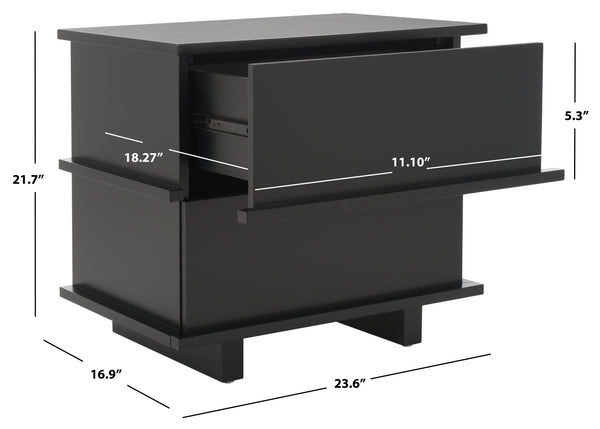 Safavieh Rodney Stylish 2 Drawer Nightstand - Modern Design For Your Bedroom, Durable Metal & Wood Build Black Metal,Rubberwood,Mdf,Plywood Nst9204c