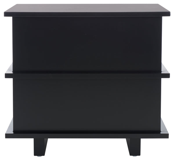 Safavieh Rodney Stylish 2 Drawer Nightstand - Modern Design For Your Bedroom, Durable Metal & Wood Build Black Metal,Rubberwood,Mdf,Plywood Nst9204c