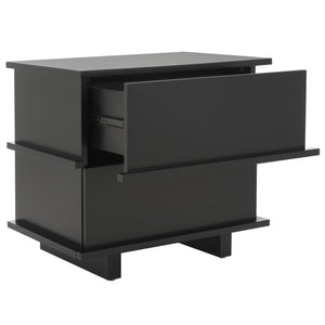 Safavieh Rodney Stylish 2 Drawer Nightstand - Modern Design For Your Bedroom, Durable Metal & Wood Build Black Metal,Rubberwood,Mdf,Plywood Nst9204c