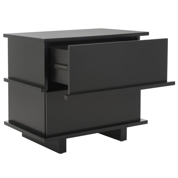 Safavieh Rodney Stylish 2 Drawer Nightstand - Modern Design For Your Bedroom, Durable Metal & Wood Build Black Metal,Rubberwood,Mdf,Plywood Nst9204c