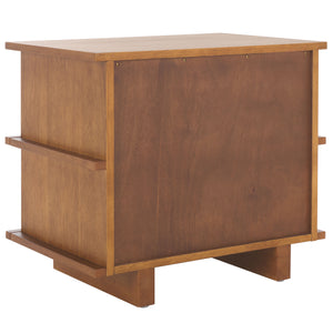 Safavieh Rodney Stylish 2 Drawer Nightstand - Modern Design For Your Bedroom, Durable Metal & Wood Build Walnut Metal,Rubberwood,Mdf,Plywood,Veneer Nst9204d