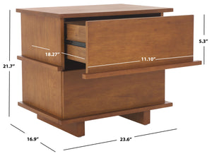 Safavieh Rodney Stylish 2 Drawer Nightstand - Modern Design For Your Bedroom, Durable Metal & Wood Build Walnut Metal,Rubberwood,Mdf,Plywood,Veneer Nst9204d