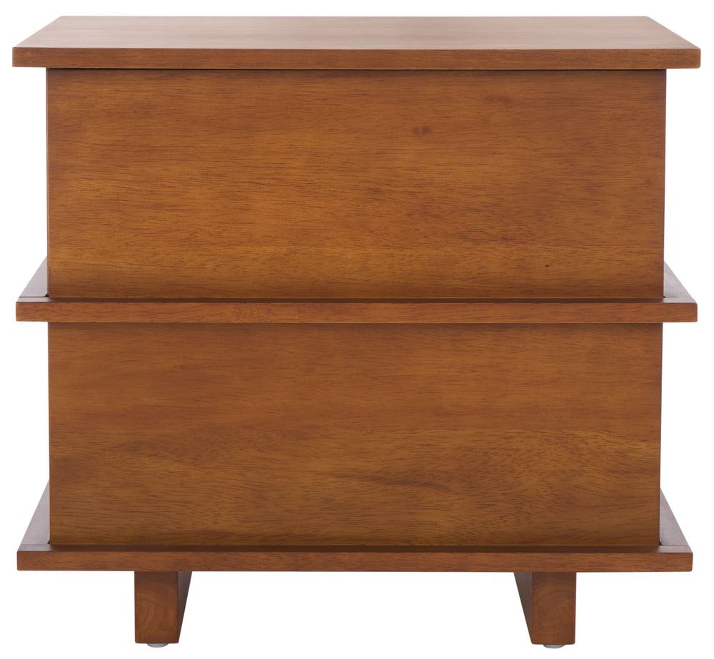 Safavieh Rodney Stylish 2 Drawer Nightstand - Modern Design For Your Bedroom, Durable Metal & Wood Build Walnut Metal,Rubberwood,Mdf,Plywood,Veneer Nst9204d