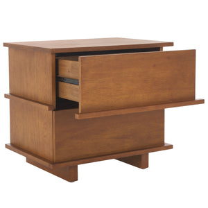 Safavieh Rodney Stylish 2 Drawer Nightstand - Modern Design For Your Bedroom, Durable Metal & Wood Build Walnut Metal,Rubberwood,Mdf,Plywood,Veneer Nst9204d