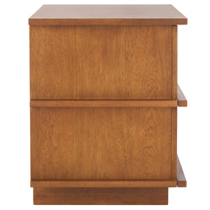 Safavieh Rodney Stylish 2 Drawer Nightstand - Modern Design For Your Bedroom, Durable Metal & Wood Build Walnut Metal,Rubberwood,Mdf,Plywood,Veneer Nst9204d