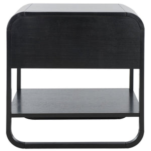 Safavieh Yunis Chic Nightstand With 1 Drawer And Open Shelf, Solid Wood & Woven Rattan, Modern Coastal Style Black / Natural Rattan NST9205A