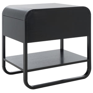 Safavieh Yunis Chic Nightstand With 1 Drawer And Open Shelf, Solid Wood & Woven Rattan, Modern Coastal Style Black / Natural Rattan NST9205A