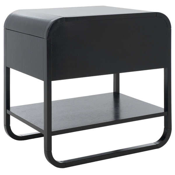 Safavieh Yunis Chic Nightstand With 1 Drawer And Open Shelf, Solid Wood & Woven Rattan, Modern Coastal Style Black / Natural Rattan NST9205A